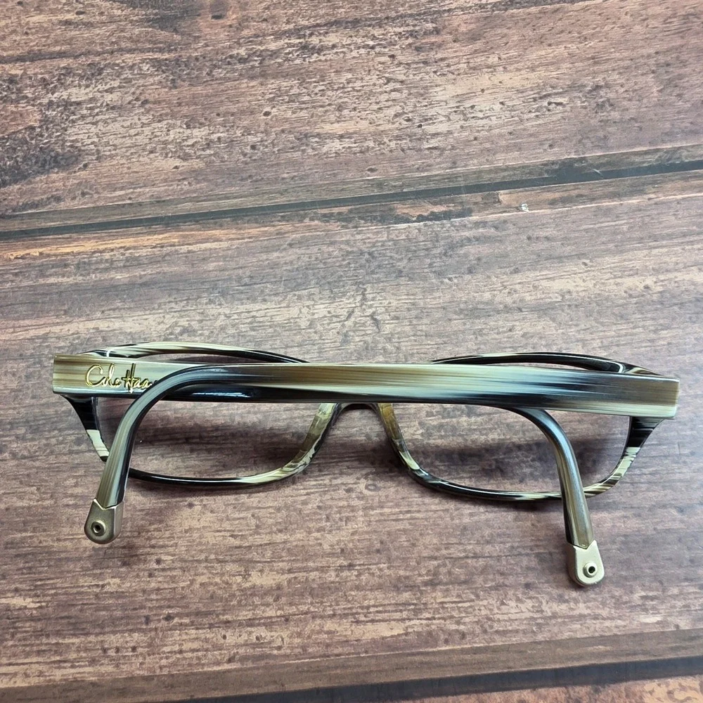 Cole Haan CV CH941 Natural Horn Striped Brown Rectangular Eyeglasses 52-14